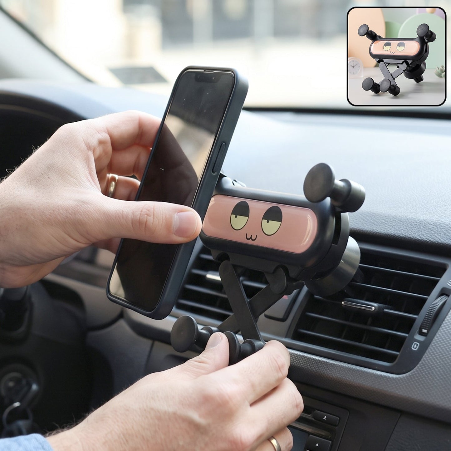 Cute Car Mobile Phone Holder With Air Vent Mount And Secure Grip Design (1 Pc)