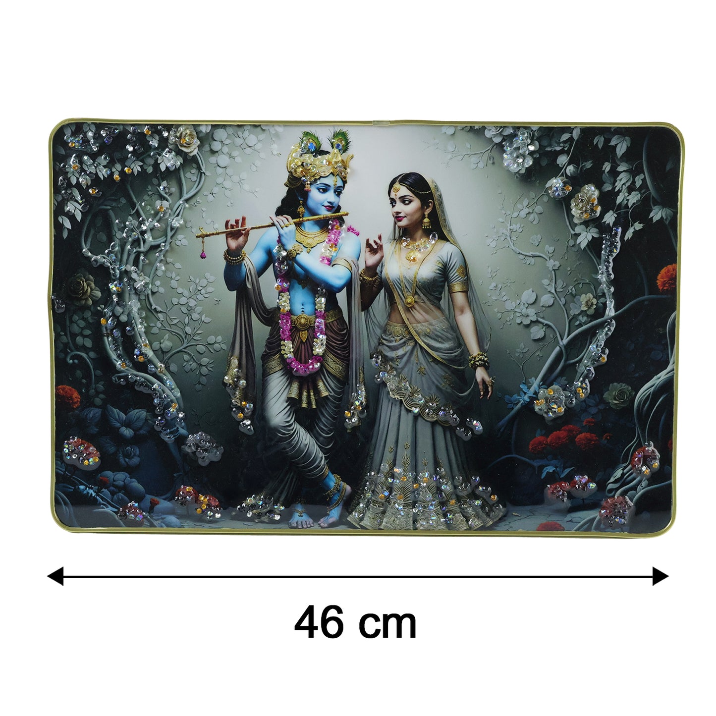 Divine Radha Krishna Flute Art Wall Frame (1 Pc 45x30 Cm)