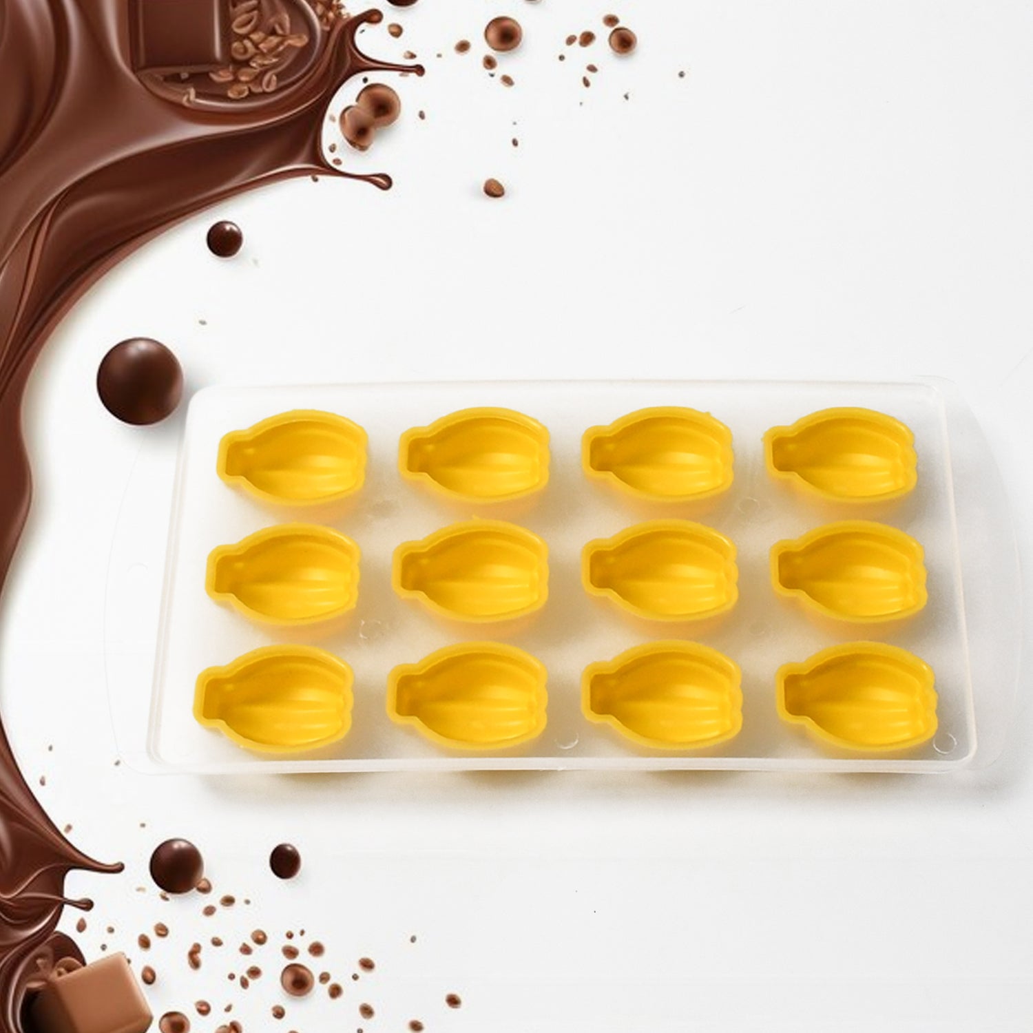 Wukusy silicone mold ice cube tray with colorful fruit-shaped ice cubes for creative, multi-type ice cubes in a kitchen setting