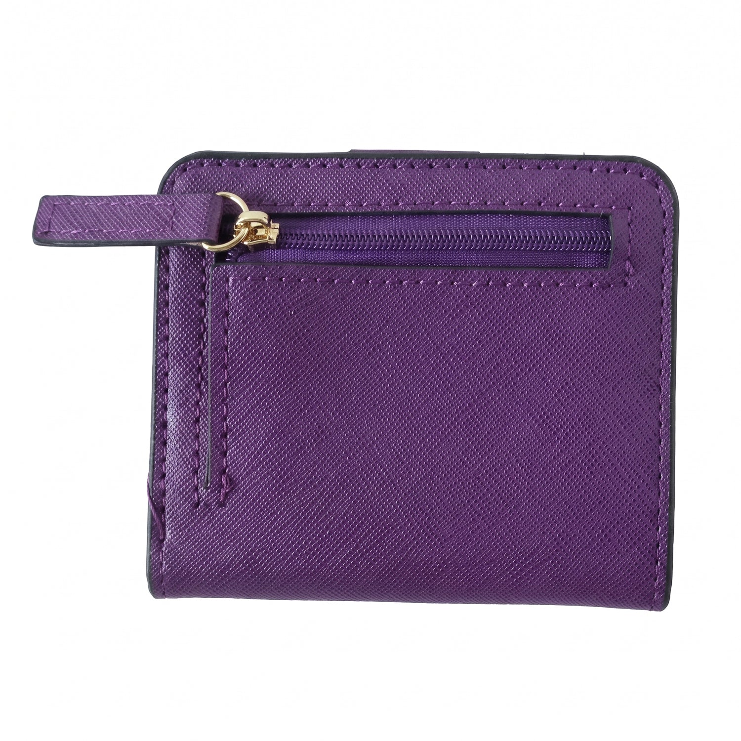 Compact Pu Leather Bifold Wallet With Coin Zip Card Slots And Id Window (1 Pc)