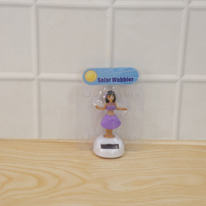Solar Powered Dancing Hula Doll Bobble Toy For Car Dashboard Decor (1 Pc)