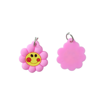 Cute Smiley Flower Shape Bag Charm Keychain Set (10 Pc)