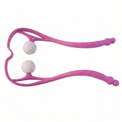 Manual Pink Neck Shoulder Massager With Spiky Ball For Pain Relief (1 Pc)
