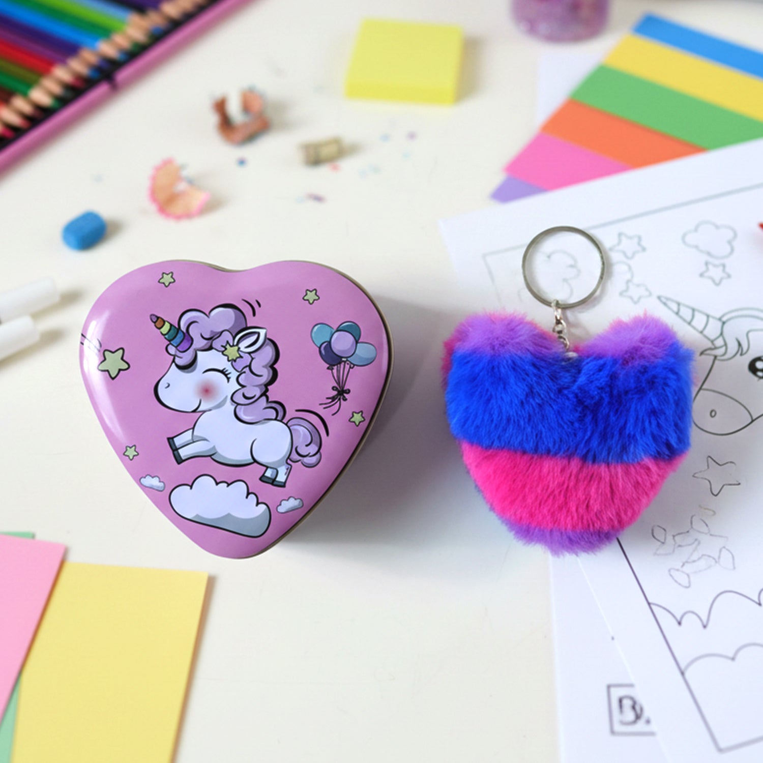 Heart Shape Gift Box  Plush Keychain (2 Pc)