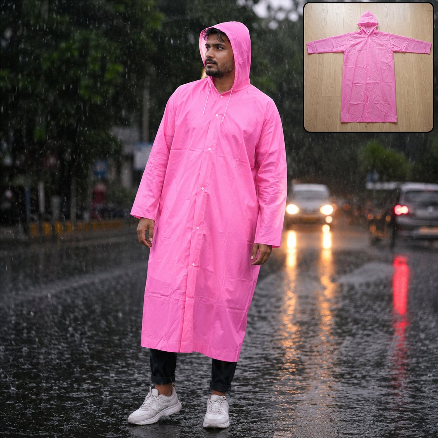 Eva Hooded Long Rain Coat  Monsoon Wear For Men  Women
