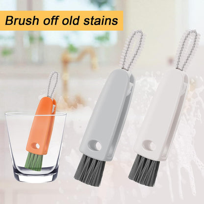 6483  3 In 1 Multifunctional Cleaning Brush Mini Glass Cover Cleaning Brush Bottle Cleaning Brush Set Cup Cleaner Brush Bottle Cap Detail Brush For Bottle Cup Cover Lid Home Kitchen Washing Tool (1 Pc)