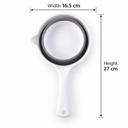 Wukusy collapsible water scoop with long handle and pouring spout, 16.5x27 cm, shown in expanded position for watering or liquid transfer.