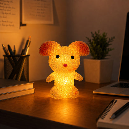 Wukusy cartoon mouse-shaped LED night lamp with crystal texture and warm glow, ideal for children's bedroom decor.