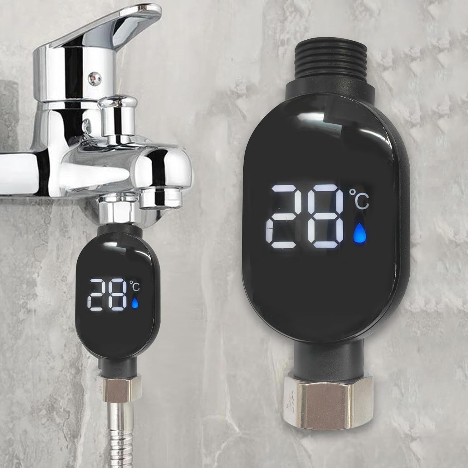 Digital Shower Thermometer With Led Temperature Display For Bathroom Use (1 Pc)