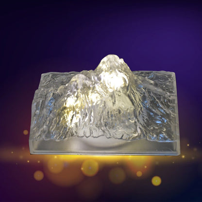 Wukusy 8444 plastic iceberg night light with clear LED lamp, modern mountain design, flameless candle for home decor and bedroom ambiance