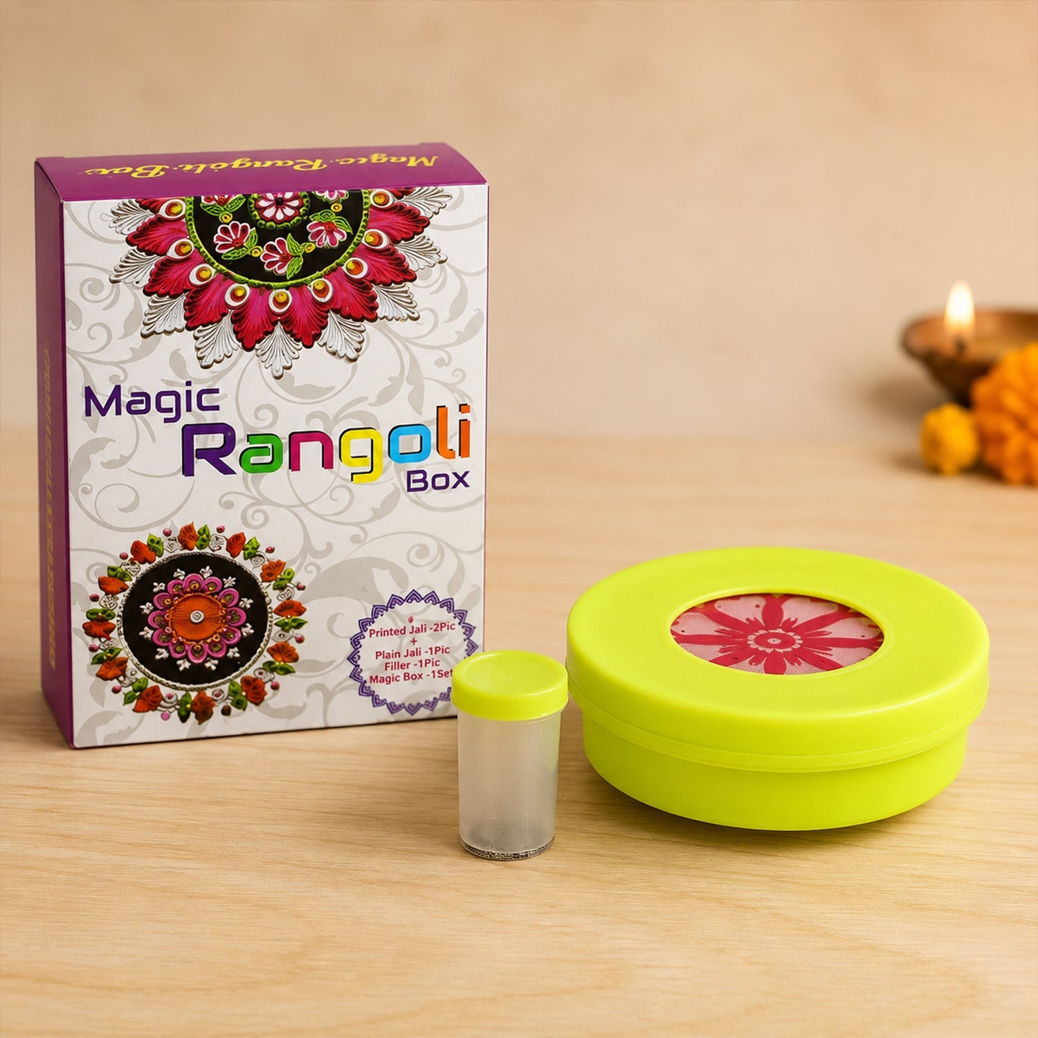 Magic Rangoli Maker Set With Stencils For Festival And Home Decoration (1 Set)