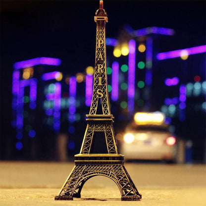 Wukusy antique finish 3D metal Paris Eiffel Tower sculpture, decorative landmark building showpiece for cabinet or office display