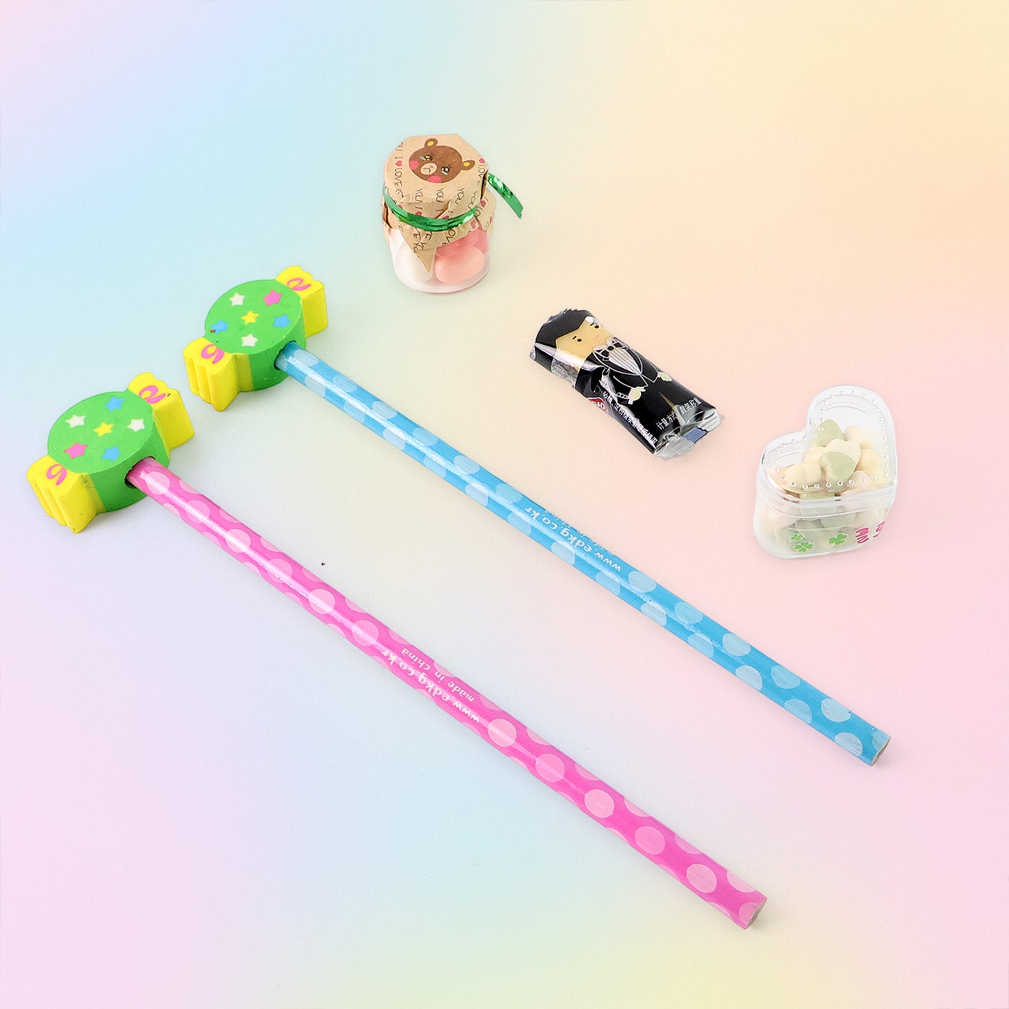 Fun Candy Design Pencil Set With Accessories (1 Set  Mix Design)