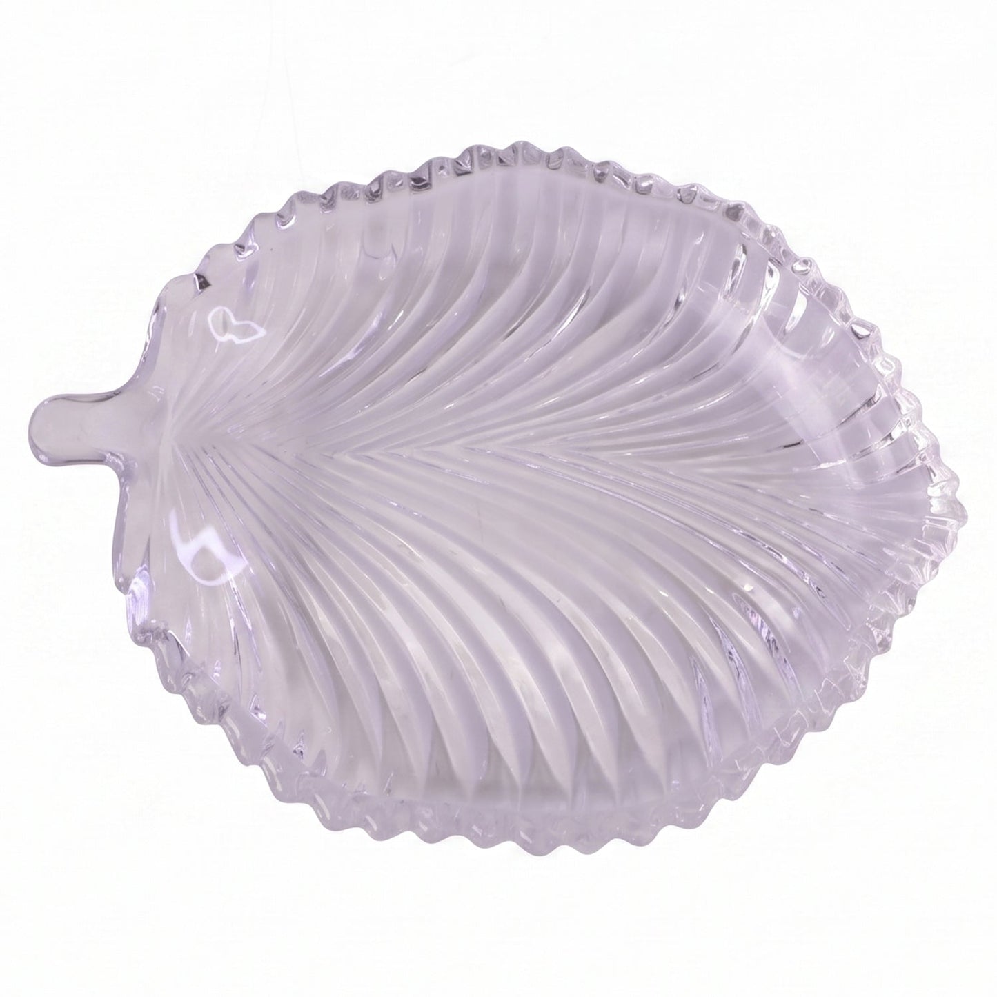 Leaf Shape Glass Serving Tray 20 X 16 Cm Platter For Snacks And Dessert (1 Pc)