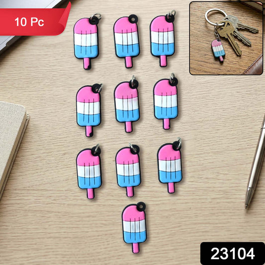 Set of 10 cute ice cream shape bag charm keychains by Wukusy, featuring colorful and playful designs.