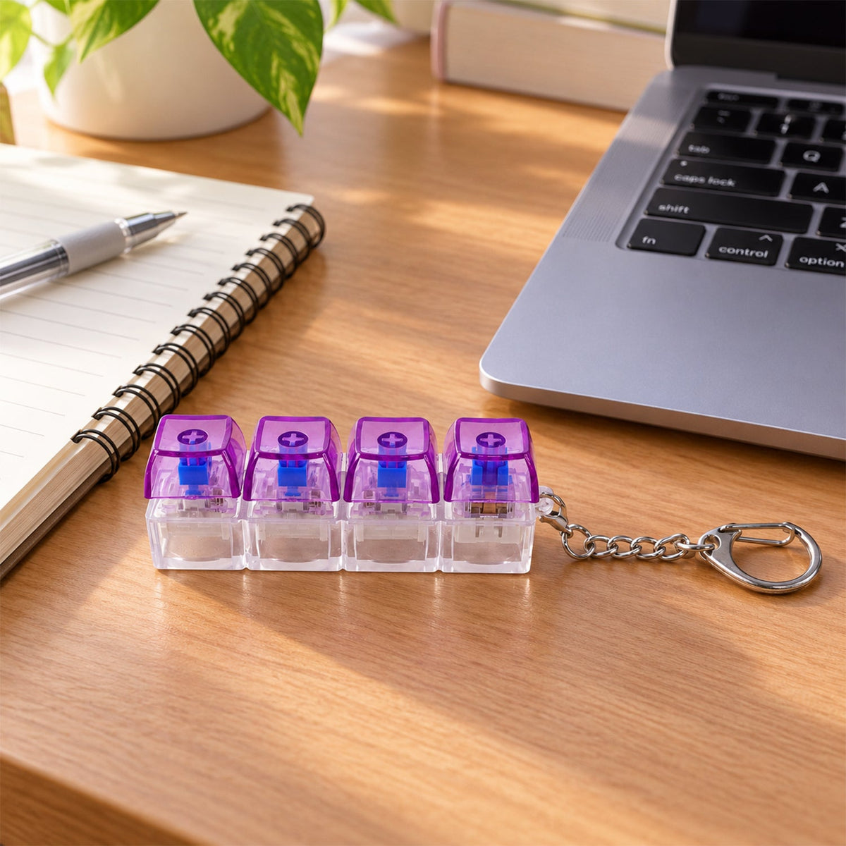 Keyboard Switch Clicky Keychain With Four Keys And Metal Clasp For Bags (1 Pc)
