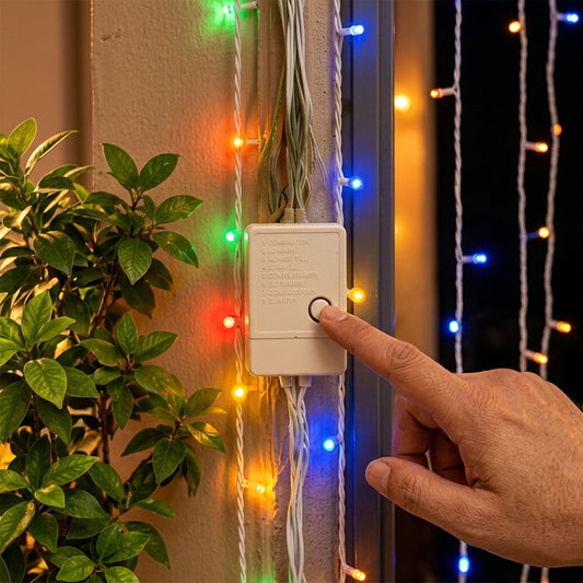 Wukusy multicolor LED string lights, 12-meter decorative light series with 8 lighting modes