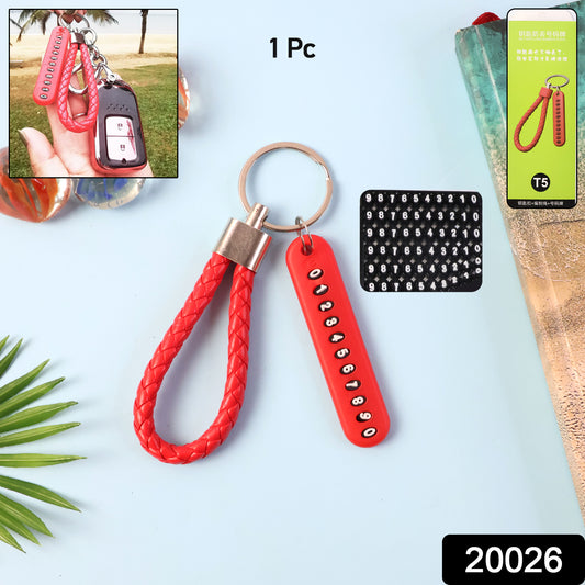 Anti-lost Keychain With Number Plate  1 Pc