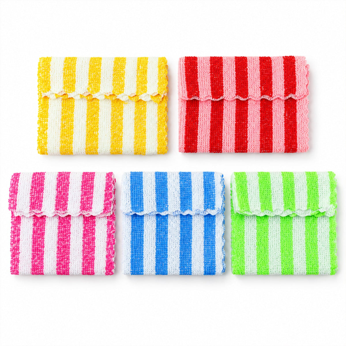 Set of five Wukusy striped microfiber kitchen cleaning cloths, 28x28 cm, ideal for home cleaning and dish drying.