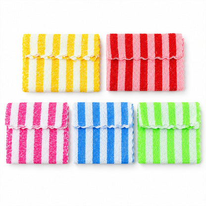 Set of five Wukusy striped microfiber kitchen cleaning cloths, 28x28 cm, ideal for home cleaning and dish drying.