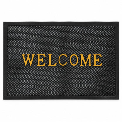 Wukusy welcome door mat with textured mesh design in beige, measuring 57x37.5 cm, ideal for home entrance flooring.