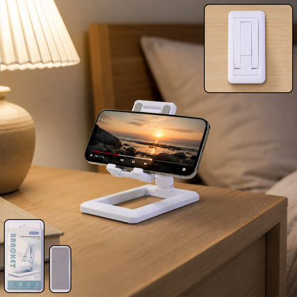 Wukusy foldable plastic mobile phone holder stand on a desk, adjustable for office use, compact and lightweight design