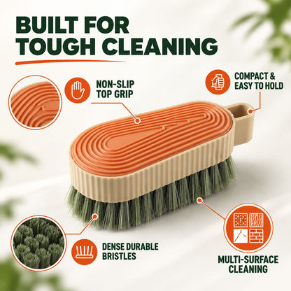 Wukusy multipurpose cleaning brush with textured grip for shoes and tiles, featuring durable bristles and ergonomic handle.