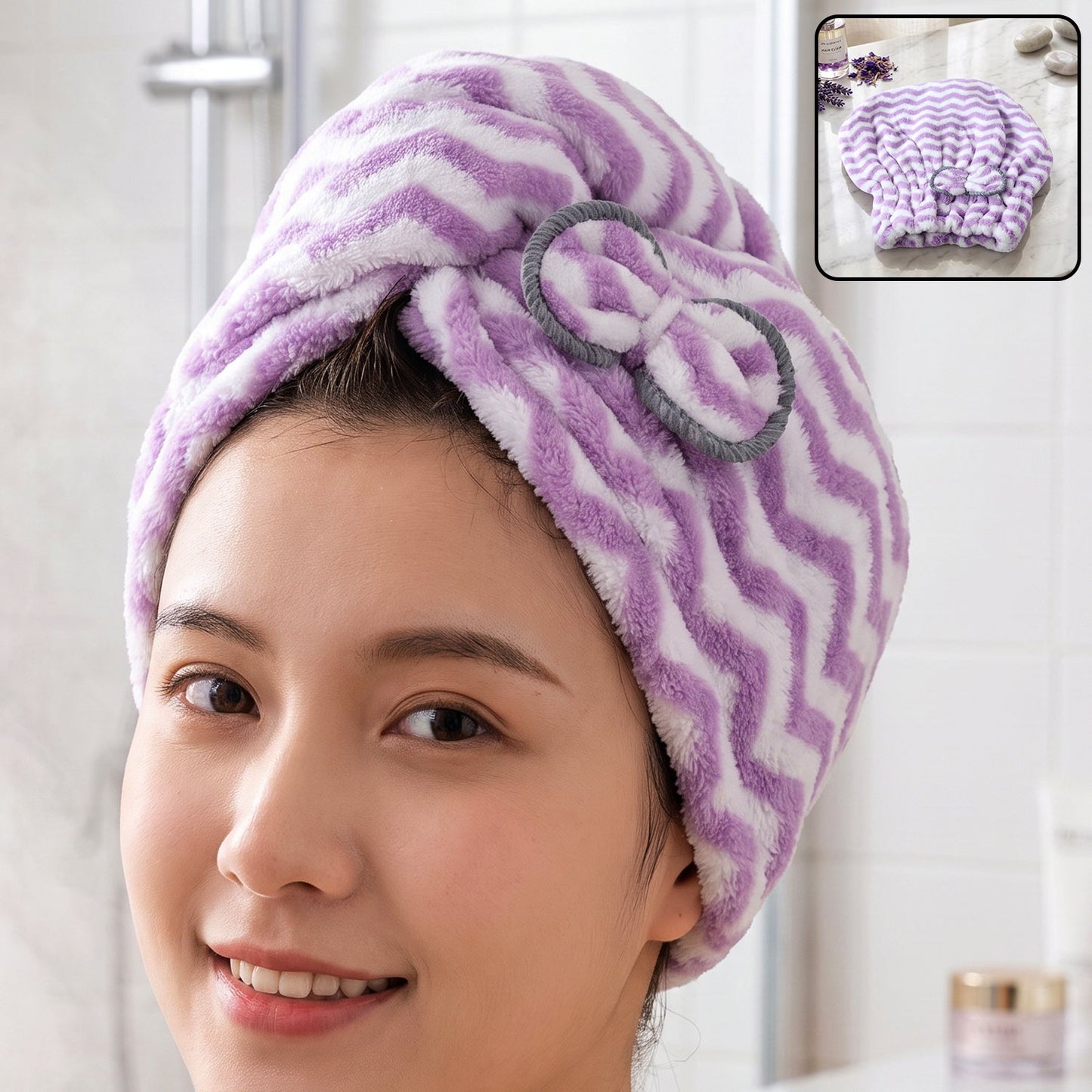 Microfiber Quick Dry Hair Towel Wrap Cap For Women And Girls (1 Pc)