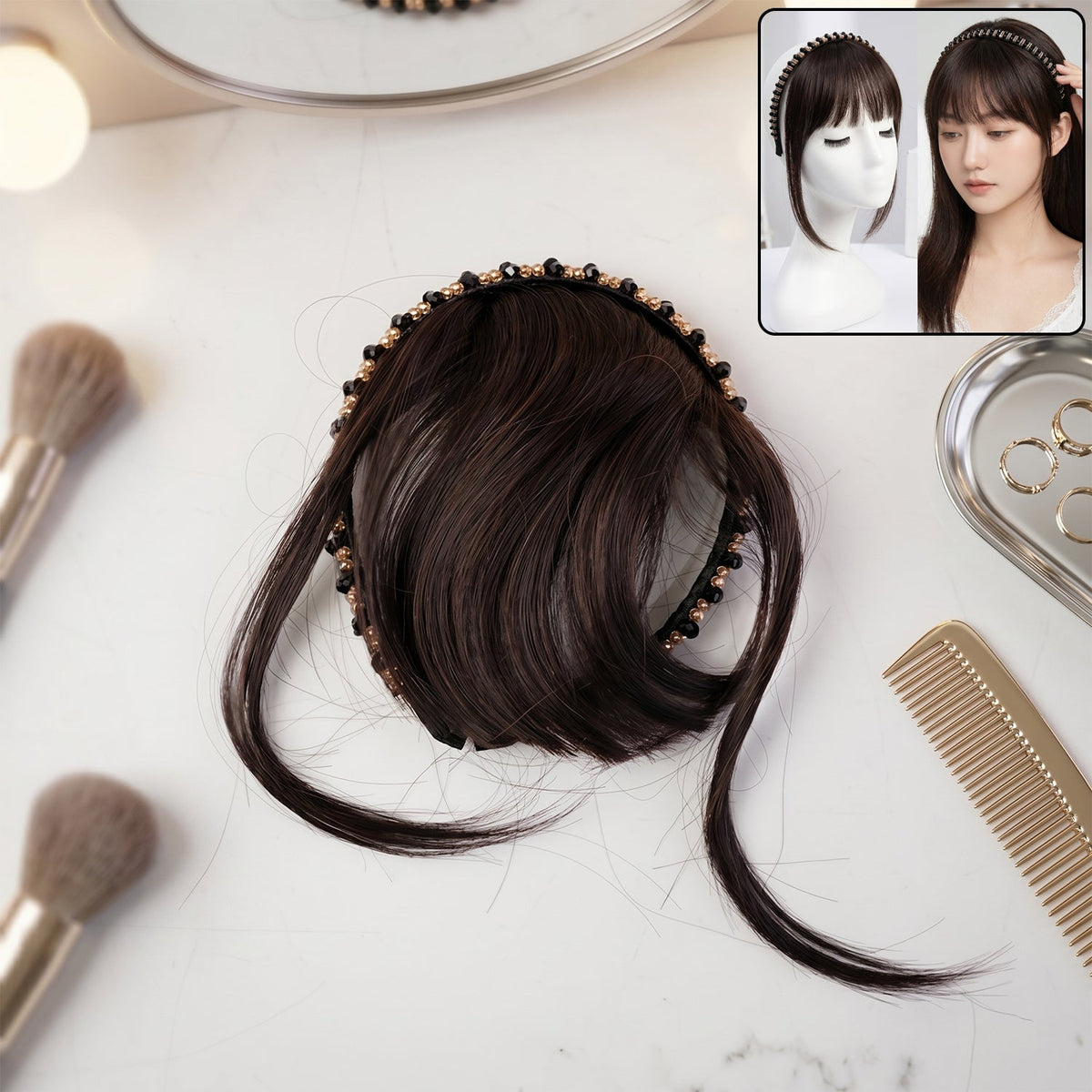 Clip In Hair Bangs  Natural Look Synthetic Hair Extensions For Women