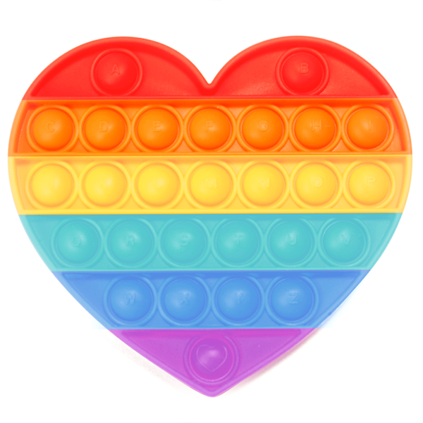 Wukusy 4755 Mix Pattern Rainbow Push Pop Bubble Fidget Toy, colorful sensory toy with rainbow patterns and pop bubbles.
