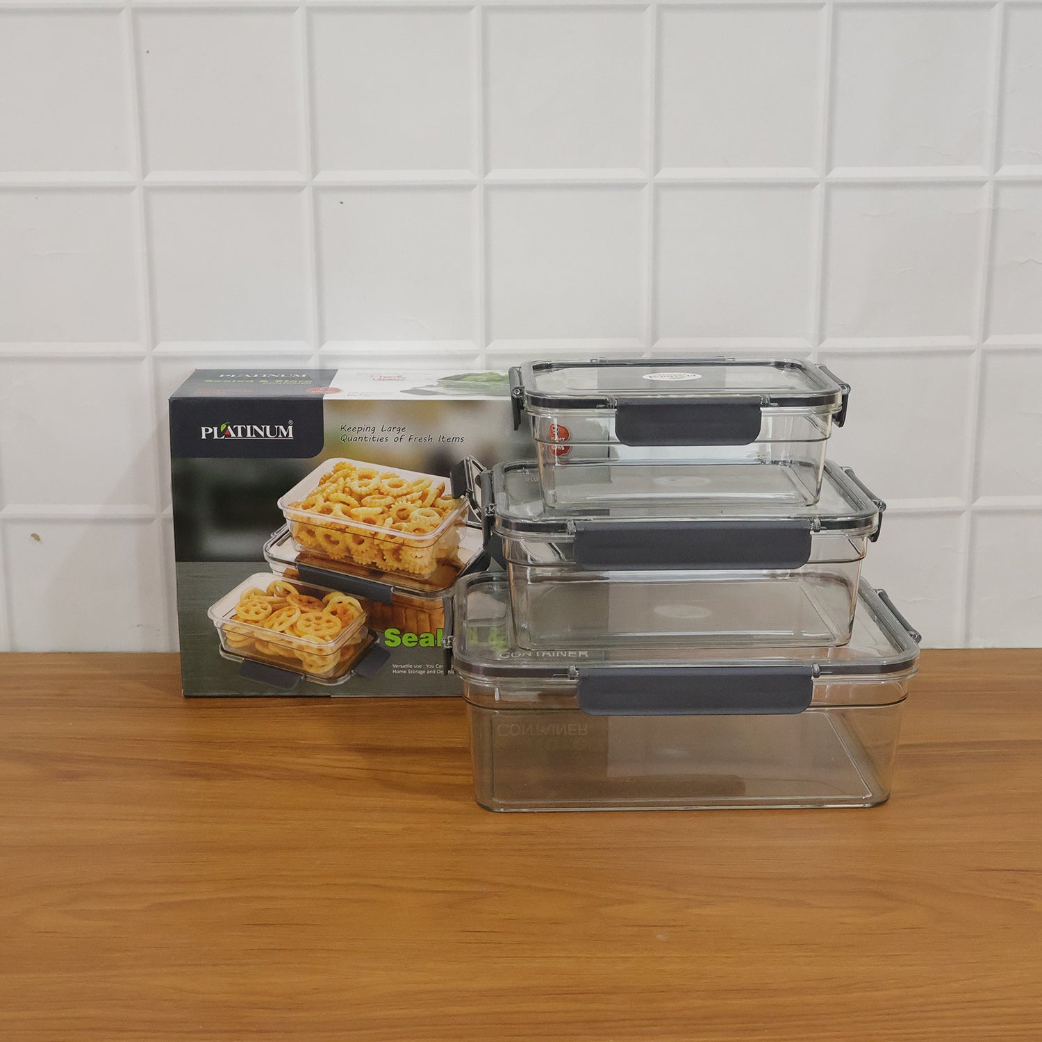 Plastic Airtight Food Storage Container Set(3 Pc 750 Ml 1500 Ml 2800 Ml)