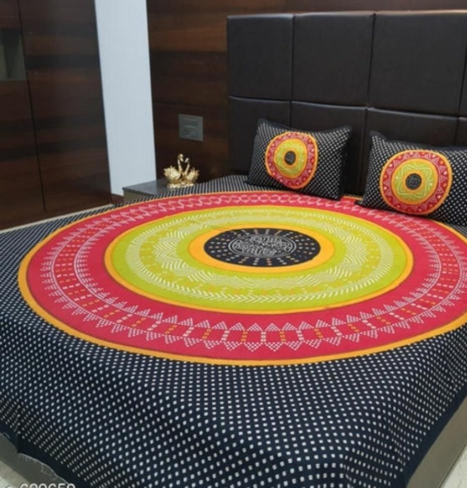 Jaipuri printed cotton double bedsheet with vibrant traditional patterns, ideal for a comfortable and colorful bedroom decor.