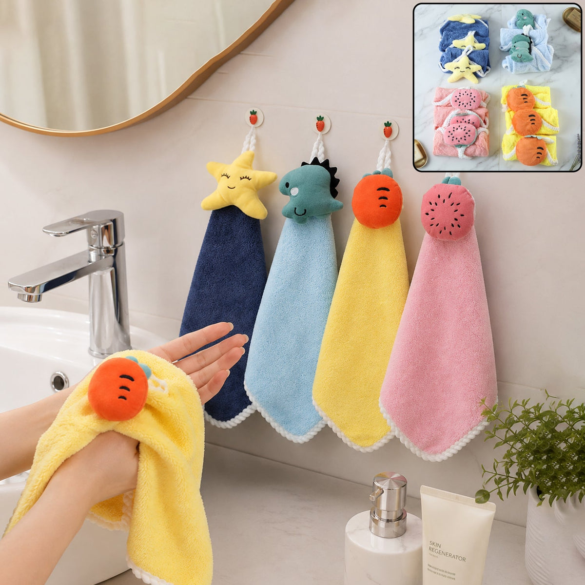 Soft Decorative Hanging Hand Towel With Fruit Motif For Kitchen And Bathroom Use (1 Pc)