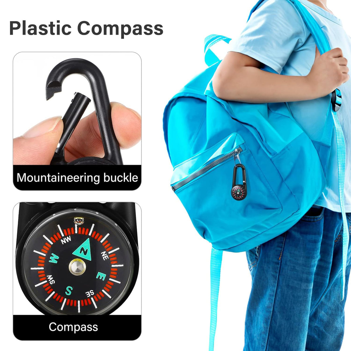 Mini compass clip snap hook by Wukusy, featuring a mix design, with a compact metal hook and decorative compass detail.