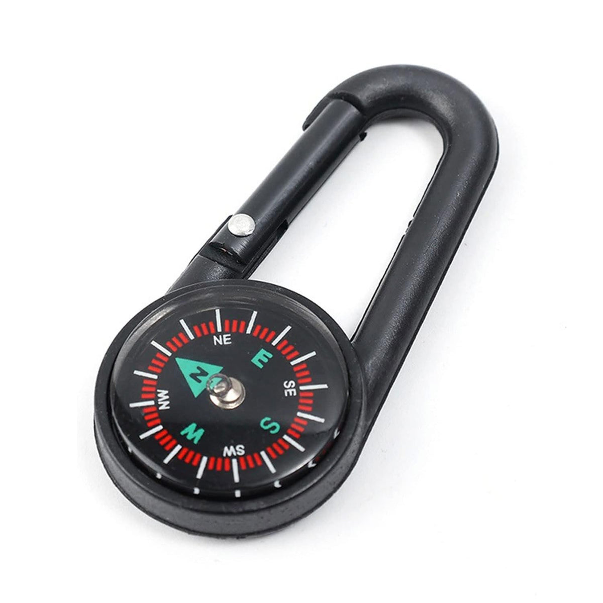 Mini Wukusy clip snap hook with built-in compass, versatile keychain or outdoor gear accessory, shown with mixed design options.