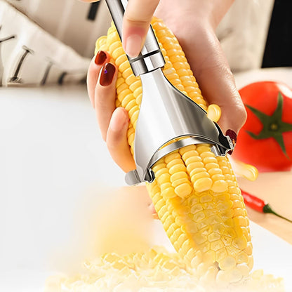 Wukusy stainless steel fruit and vegetable peeler with serrated blade, showing the peeler's handle and serrated peeling edge.