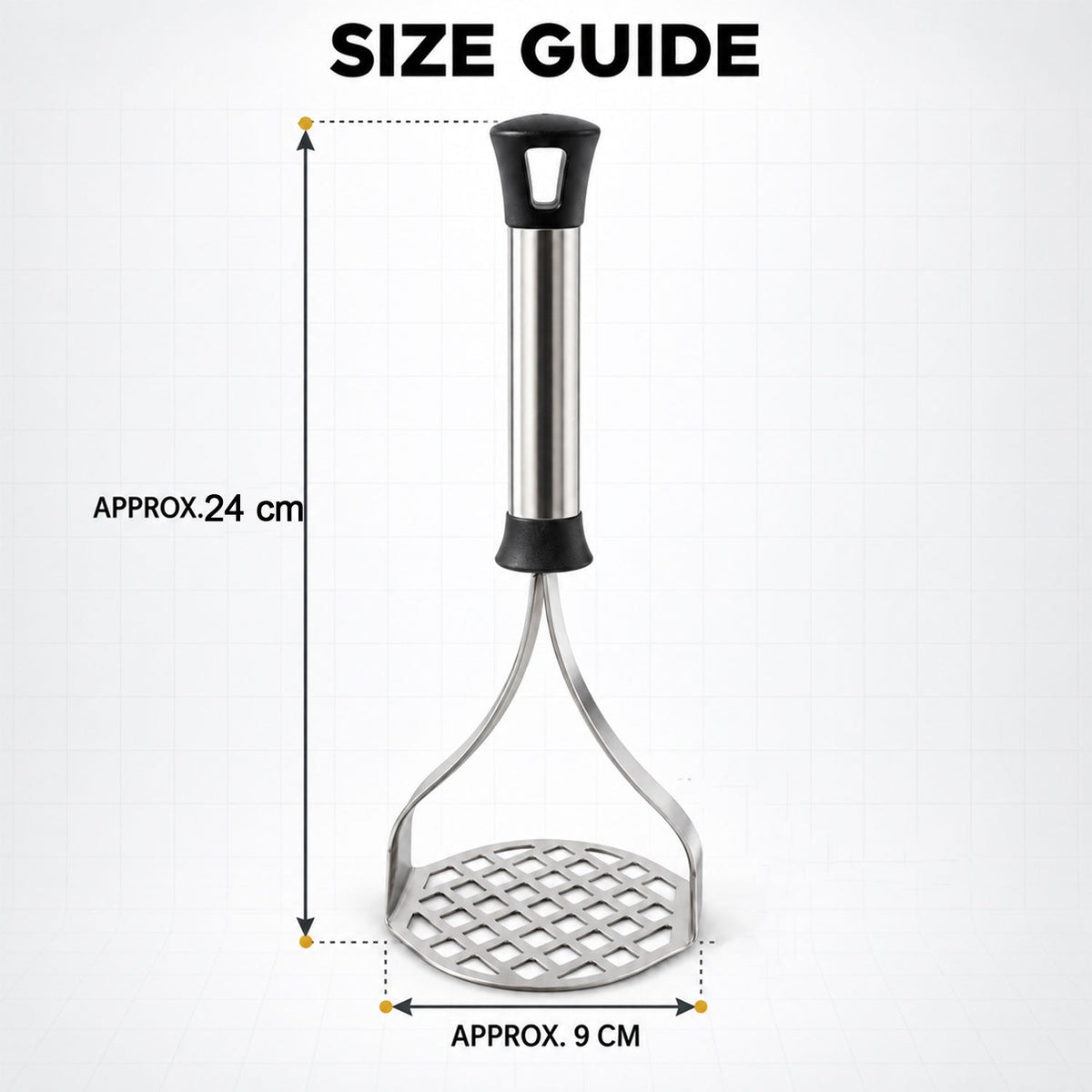 Wukusy stainless steel potato masher and pav bhaji masher with grip handle, single piece