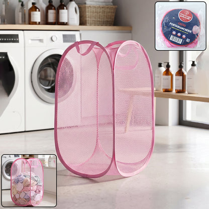 Foldable Mesh Laundry Basket Lightweight Clothes Hamper (1pc 32x32x58cm)