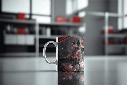Ceramic coffee mug featuring Yuta vs Suguru from Jujutsu Kaisen anime, with detailed character artwork on the surface.