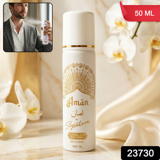 Wukusy Signature Aman Free Body Spray 50ml bottle with sleek design and spray nozzle for refreshing fragrance.