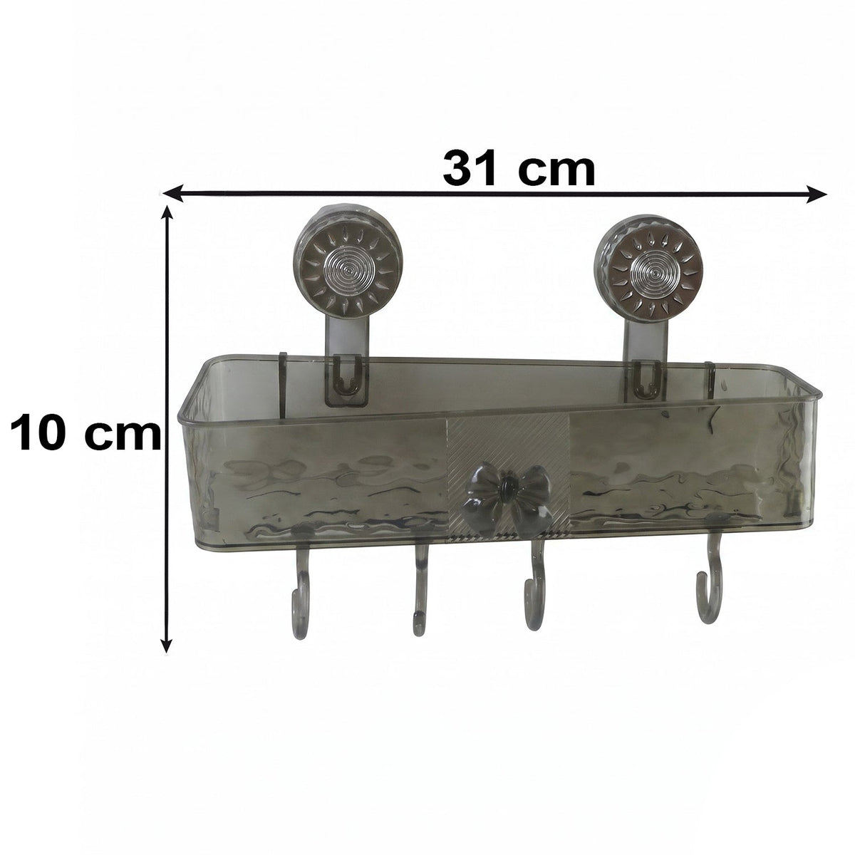 Wall Mounted Bathroom Storage Shelf With Suction Cups And Hanging Hooks (1 Set)