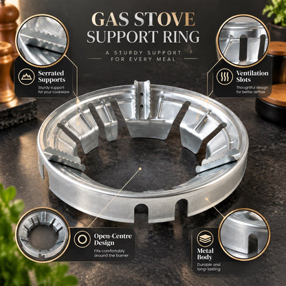 Wukusy gas stove burner stand with windproof energy-saving ring and pan support, designed for gas cooktops.