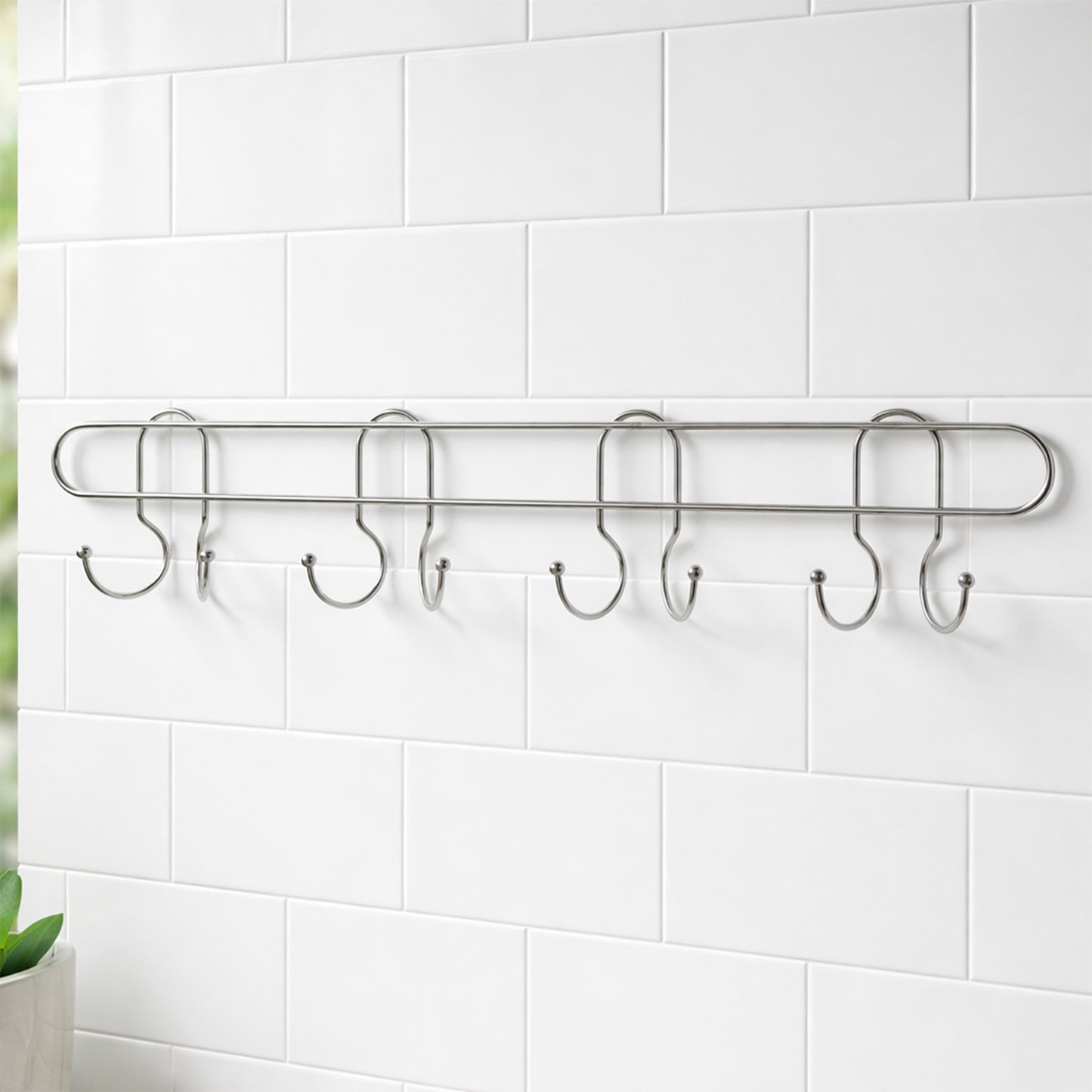 Heavy Duty Stainless Steel Wall Mounted Hook Rack (1 Pc)