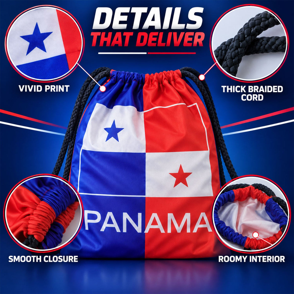 Wukusy printed drawstring backpack with braided cords for sports and gym, featuring a colorful design and adjustable straps.