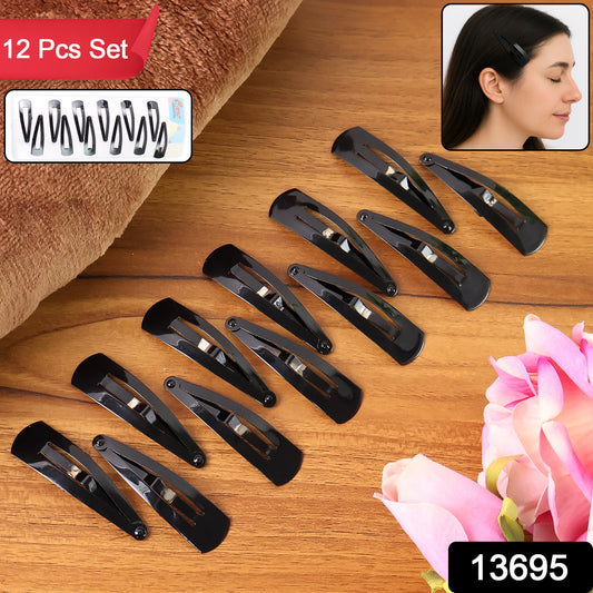 Set of 12 Wukusy Metal Tik Tak Hair Clips featuring sleek, shiny designs for secure and stylish hair styling.