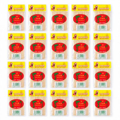Double-pointed Wooden Toothpicks Set (20 Packets 1000 Pcs 6.5 Cm)