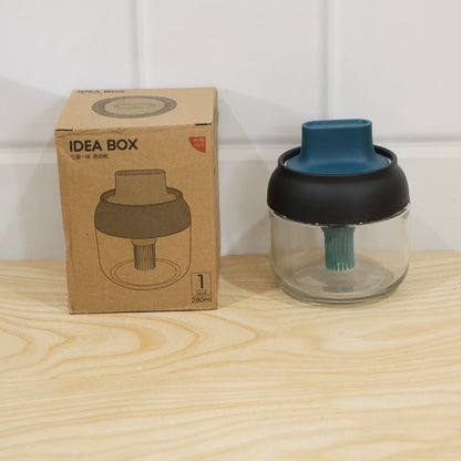 280 Ml Round Glass Oil Dispenser With Silicone Brush For Kitchen Cooking (1 Pc)