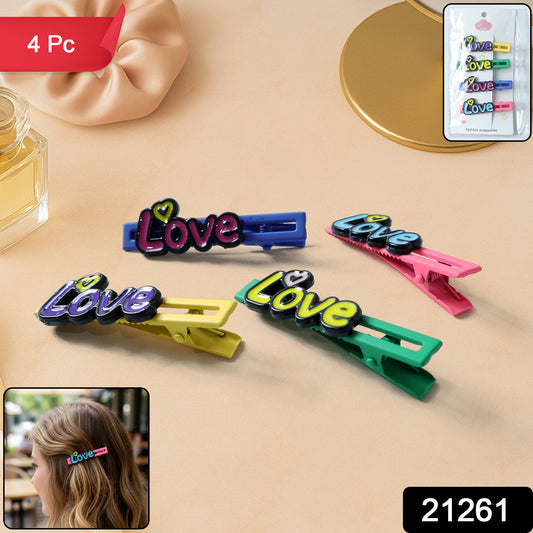 Set of four decorative Wukusy hair clips with colorful, floral and geometric designs for stylish hair accessories.