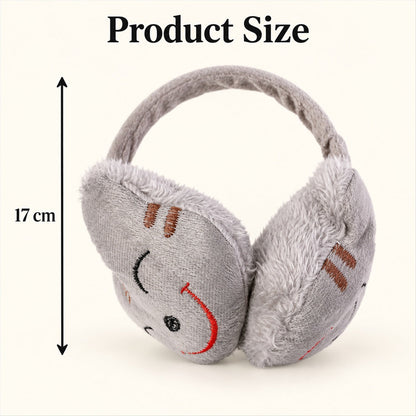 Wukusy Smiley plush winter ear muffs for cold weather, soft and cozy with a cheerful smile design for everyday warmth.