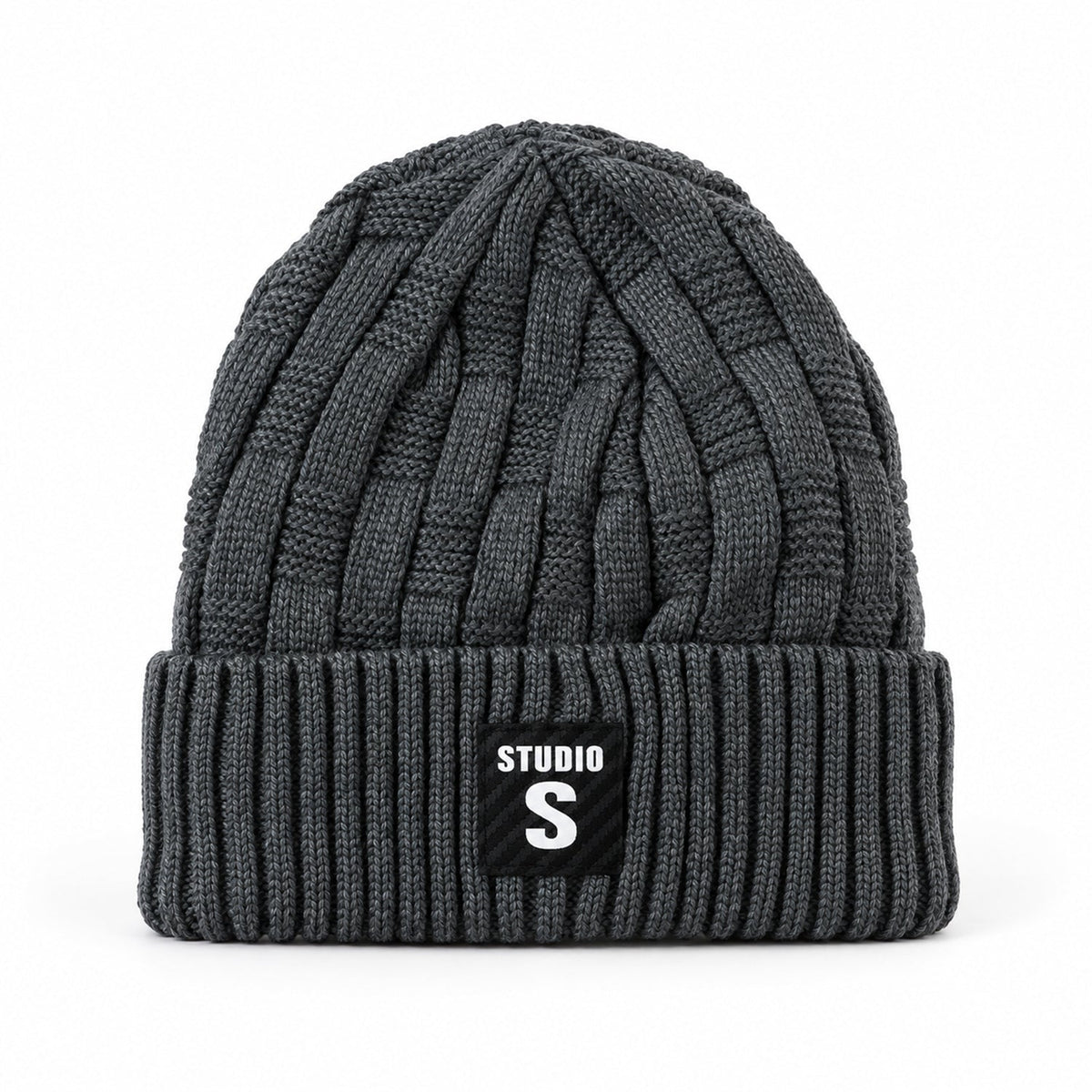 Winter Warm Cable Knit Beanie Cap With Folded Ribbed Cuff For Daily Wear (1 Pc)